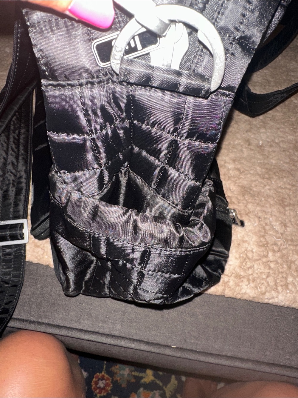 LUG PUDDLEJUMPER- Black Quilted Nylon Shoulder Tote with Multiple Pockets - Picture 7 of 15